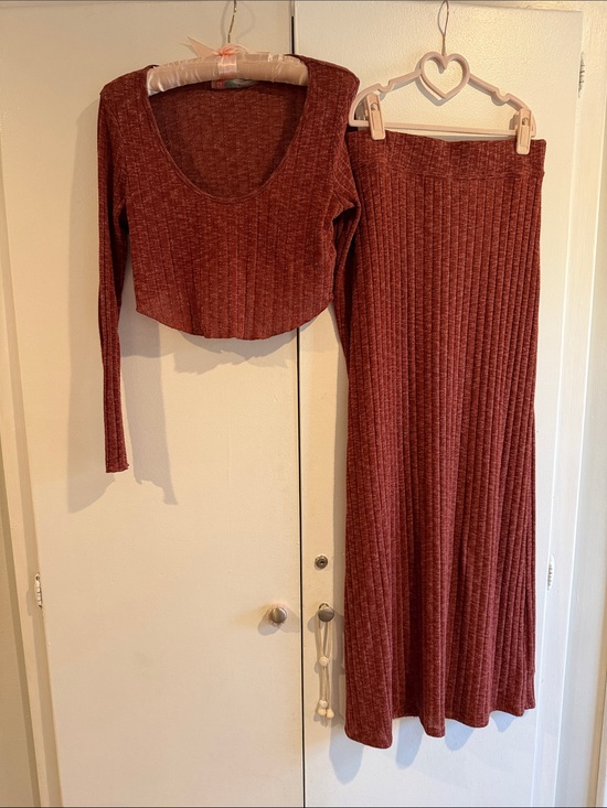 Free People Dresses & Skirts - Free people beach rust ribbed lightweight maxi skirt crop top set